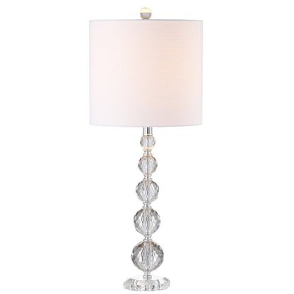 Set of Two 27" Clear Table Lamps With Drum Shades