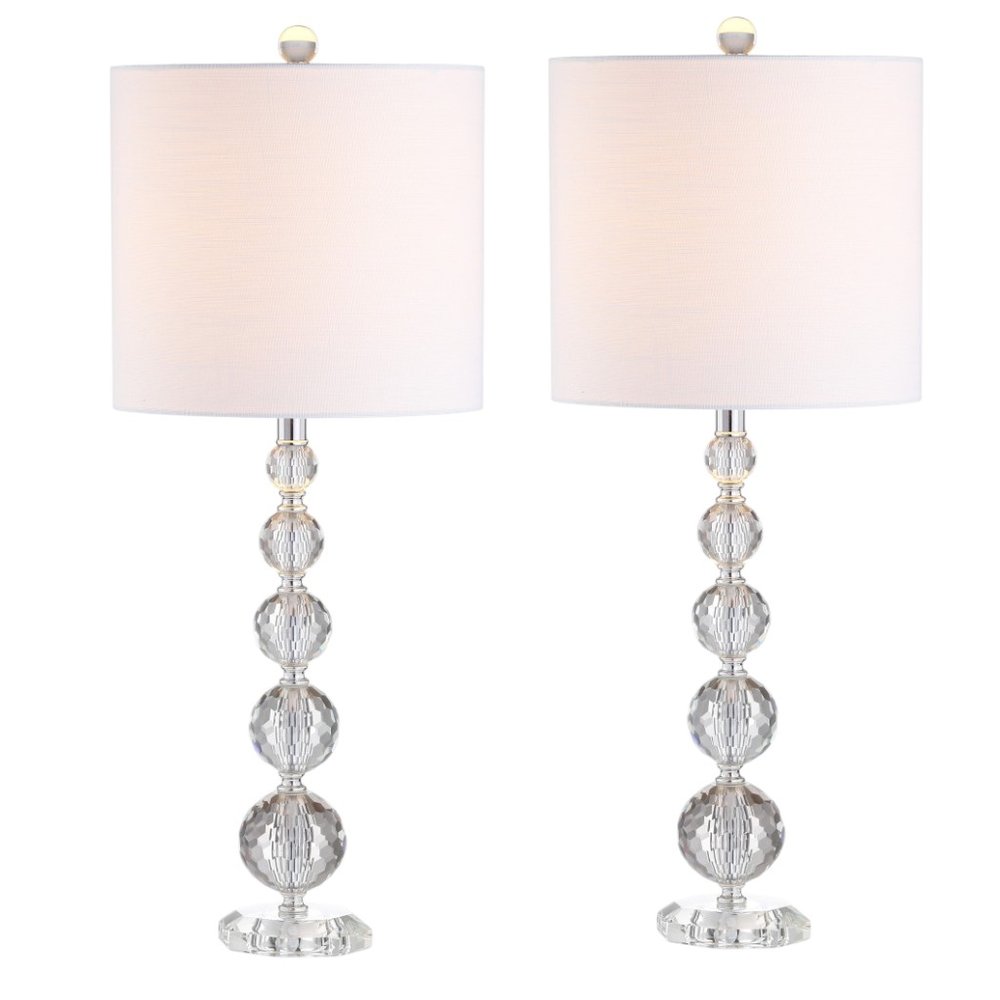 Set of Two 27" Clear Table Lamps With Drum Shades — view 5