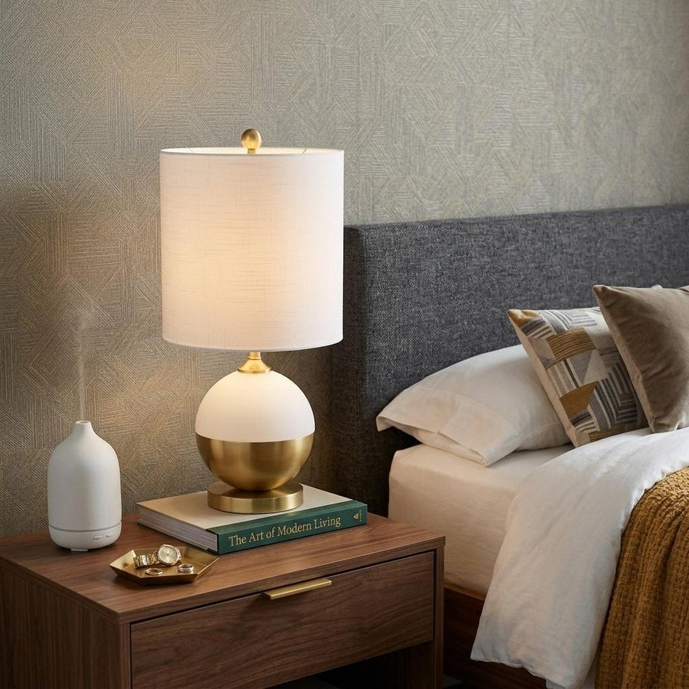 24" Gold Globe Table Lamp With Drum Shade HomeRoots