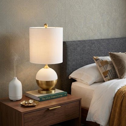 24" Gold Globe Table Lamp With Drum Shade HomeRoots