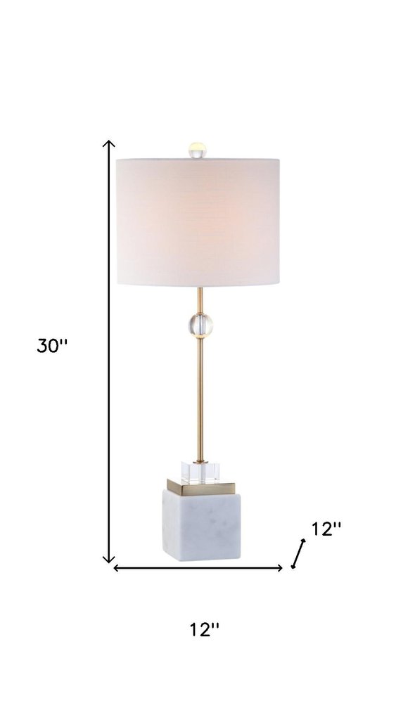 Set of Two 30" White Table Lamps With Drum Shades — view 5