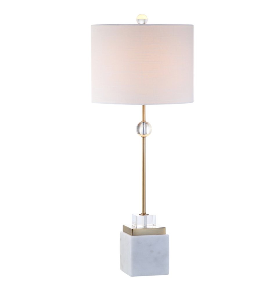 Set of Two 30" White Table Lamps With Drum Shades — view 4