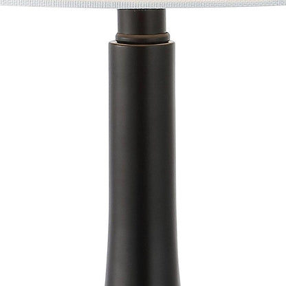 Set of Two 25" Black And Clear Gourd Table Lamps With Drum Shades