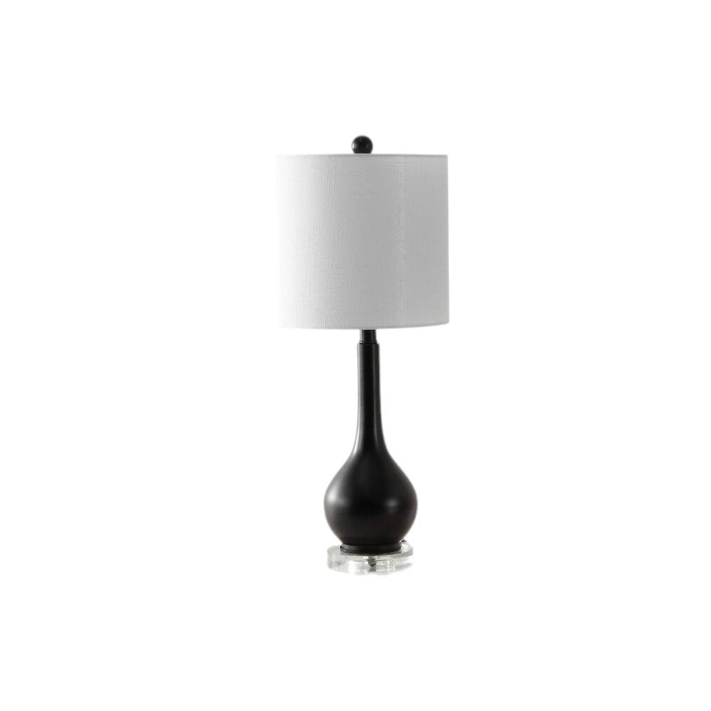 Set of Two 25" Black And Clear Gourd Table Lamps With Drum Shades — view 4