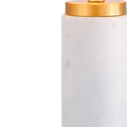 23" White And Gold Bedside Lamp With Empire Shade HomeRoots