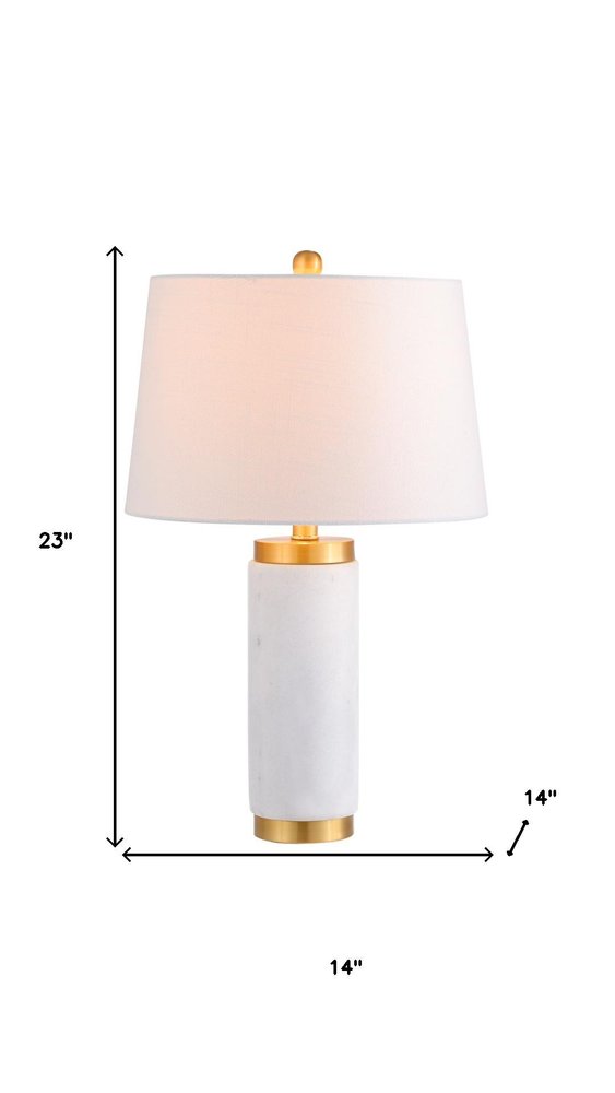 23" White And Gold Bedside Lamp With Empire Shade HomeRoots