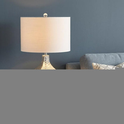 26" Clear Gourd Table Lamp With Drum Shade HomeRoots