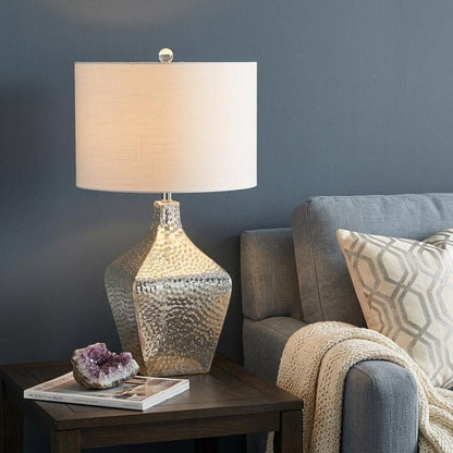26" Clear Gourd Table Lamp With Drum Shade HomeRoots