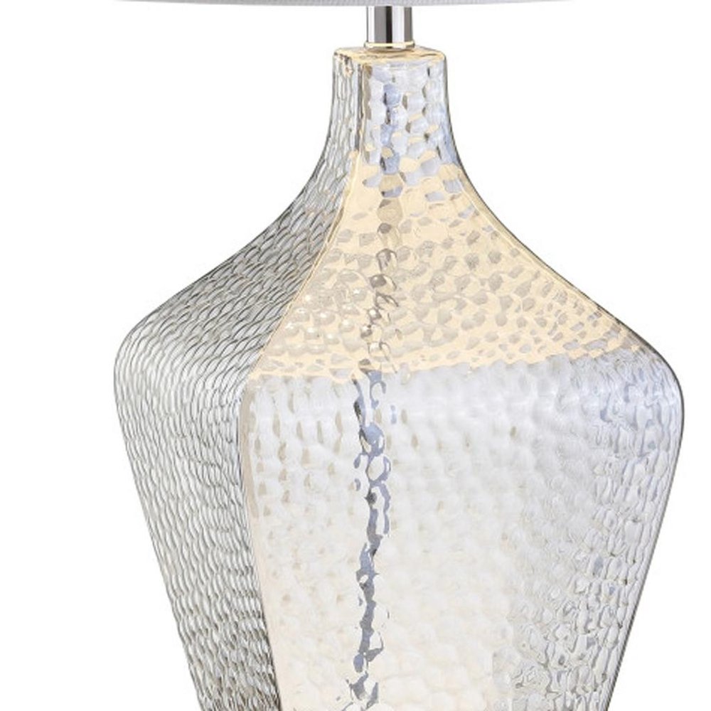 26" Clear Gourd Table Lamp With Drum Shade HomeRoots