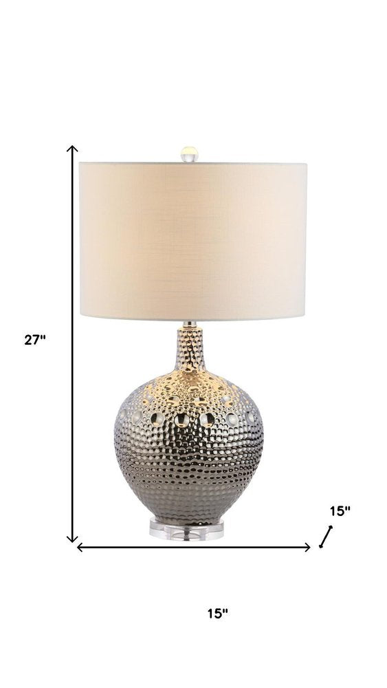 27" Clear Novelty Bedside Lamp With Drum Shade HomeRoots