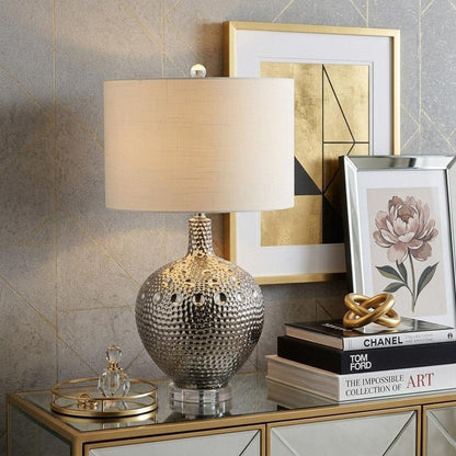 27" Clear Novelty Bedside Lamp With Drum Shade HomeRoots
