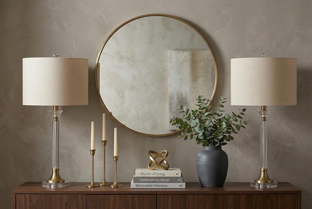 Set of Two 28" Clear And Gold Table Lamps With Drum Shades — view 7