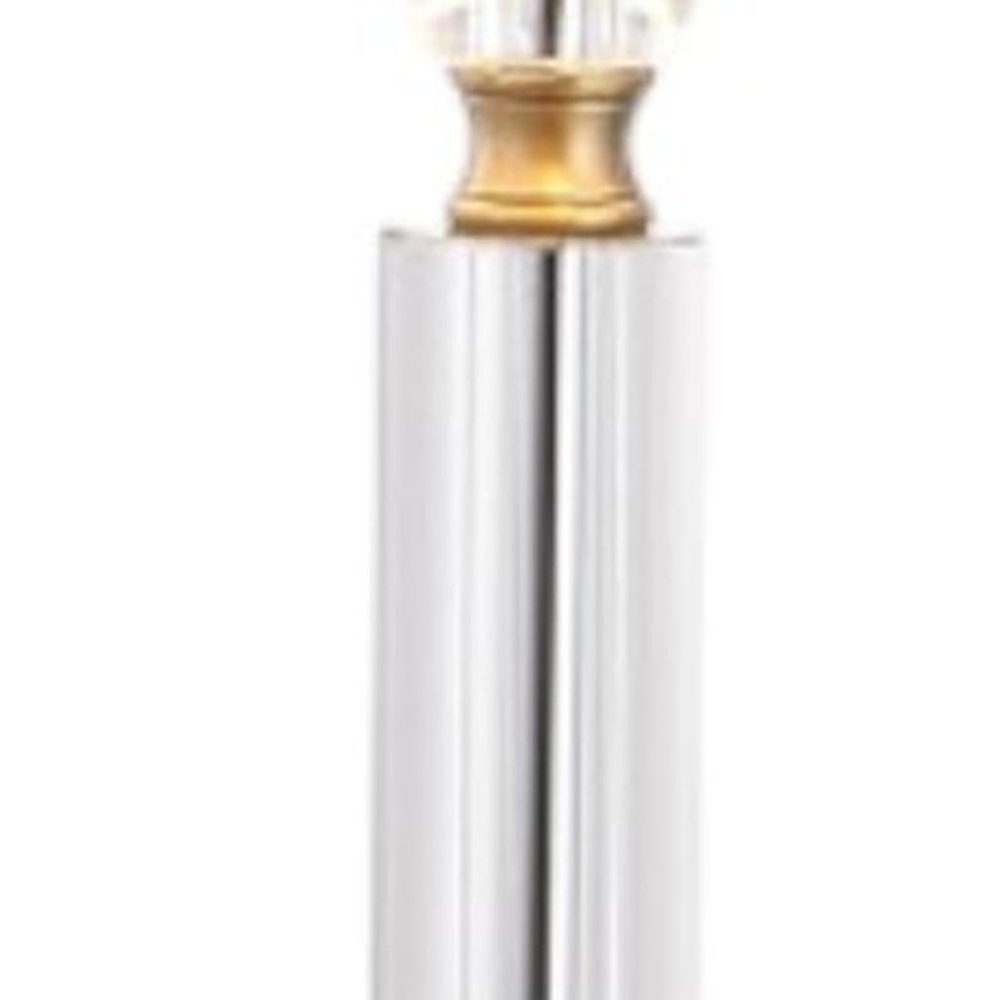 Set of Two 28" Clear And Gold Table Lamps With Drum Shades — view 5