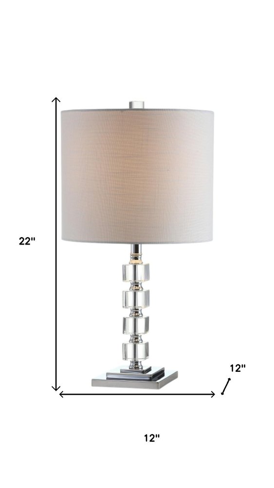 Set of Two 22" Clear And Silver Bedside Lamps With Drum Shades — view 6
