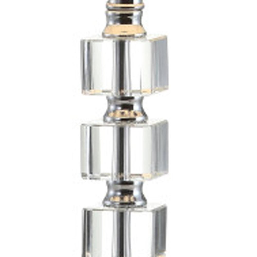 Set of Two 22" Clear And Silver Bedside Lamps With Drum Shades — view 3