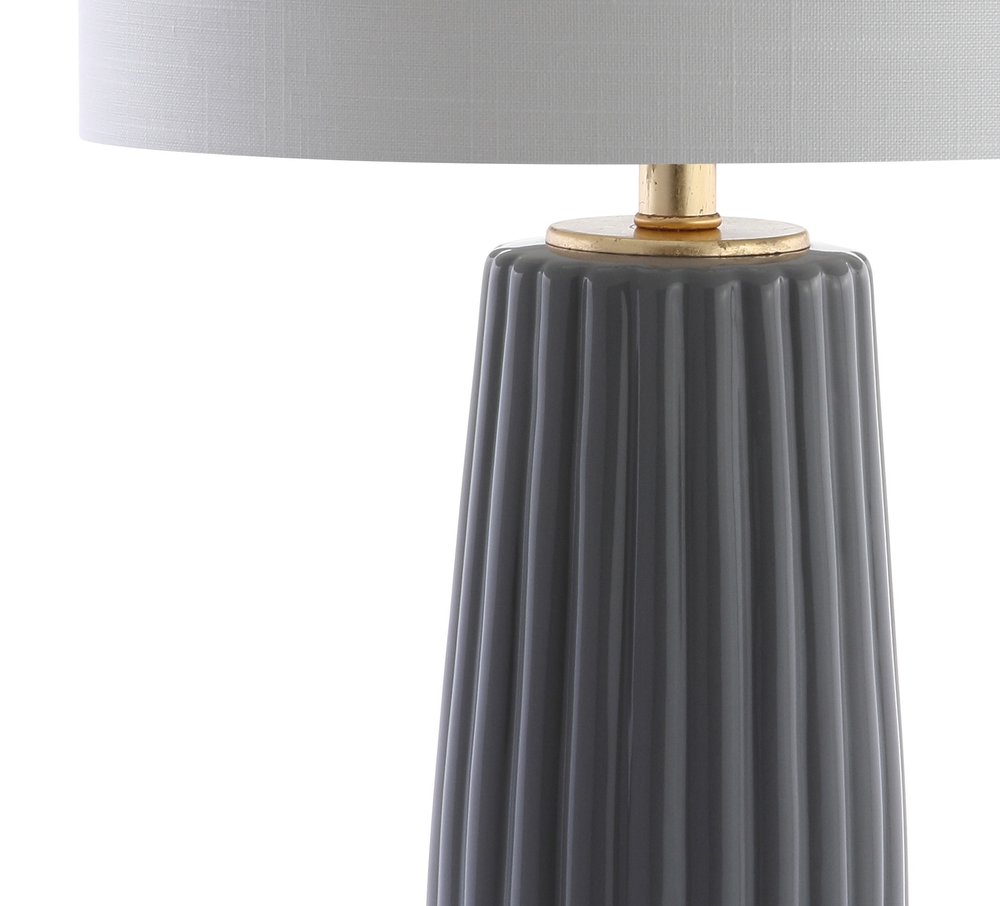 29" Dark Gray And Gold Table Lamp With Drum Shade HomeRoots