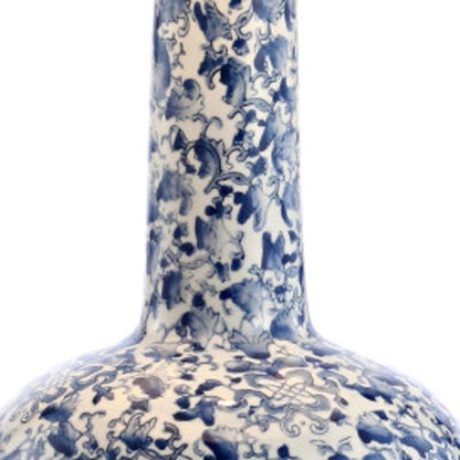 30" Blue White And Gold Gourd Table Lamp With Drum Shade HomeRoots