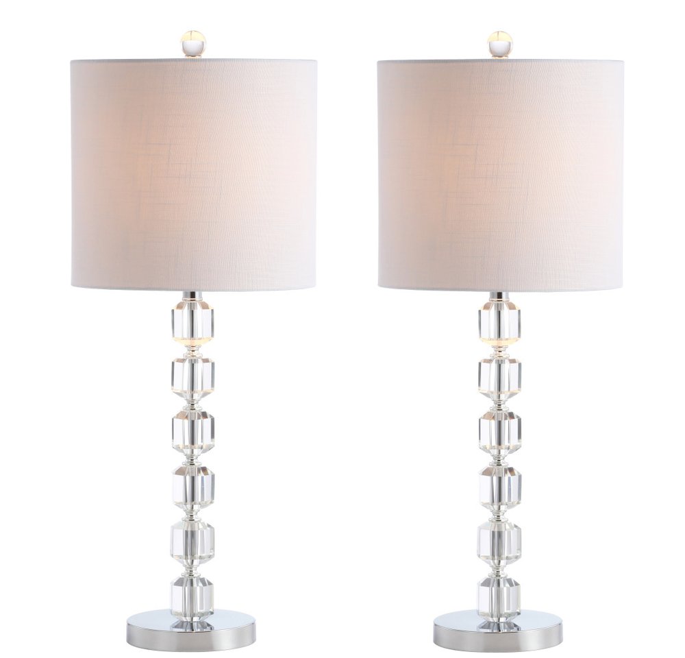 Set of Two 28" Silver Table Lamps With Drum Shades — view 2