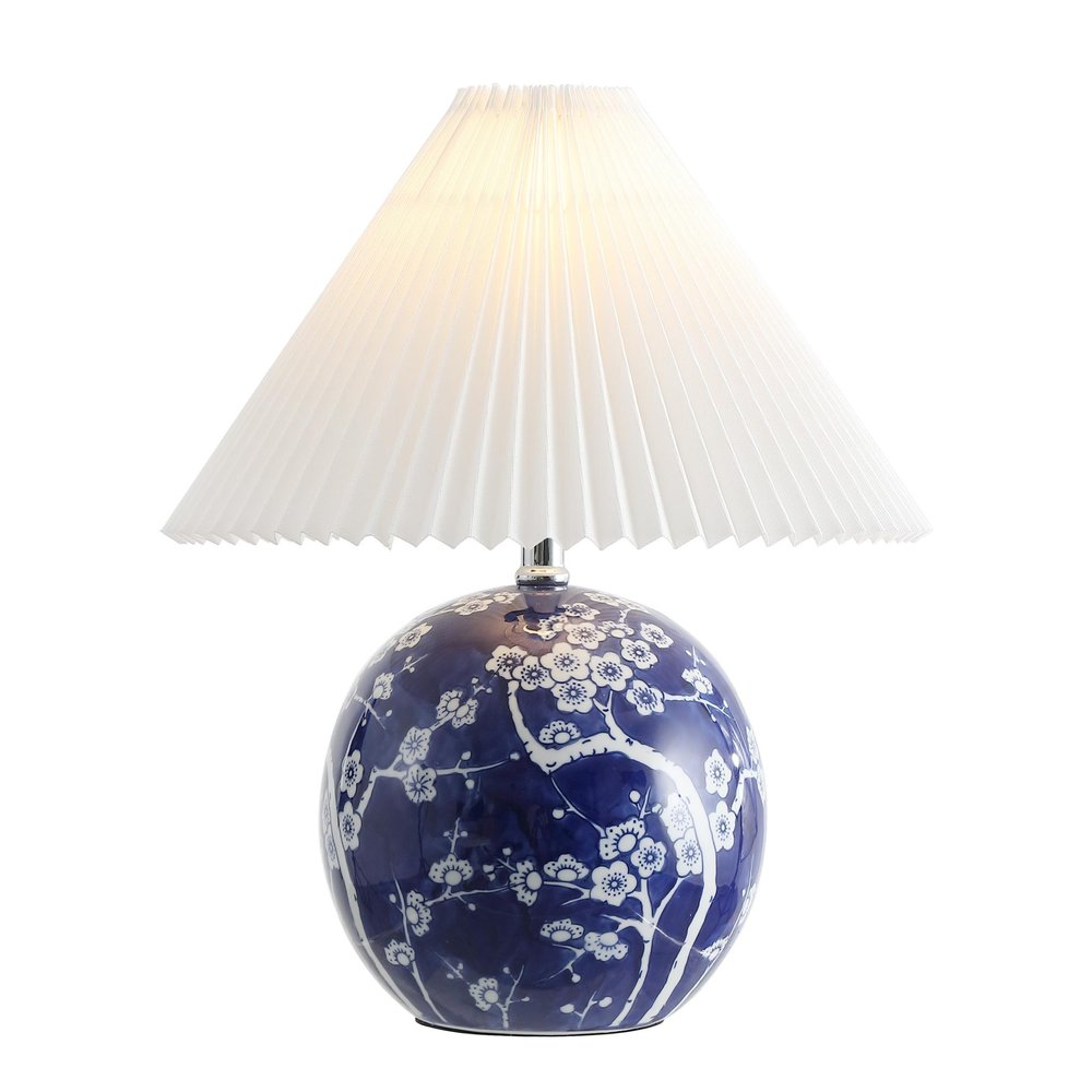 20" Blue And White Globe Table Lamp With Cone Shade HomeRoots