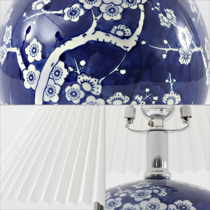 20" Blue And White Globe Table Lamp With Cone Shade HomeRoots