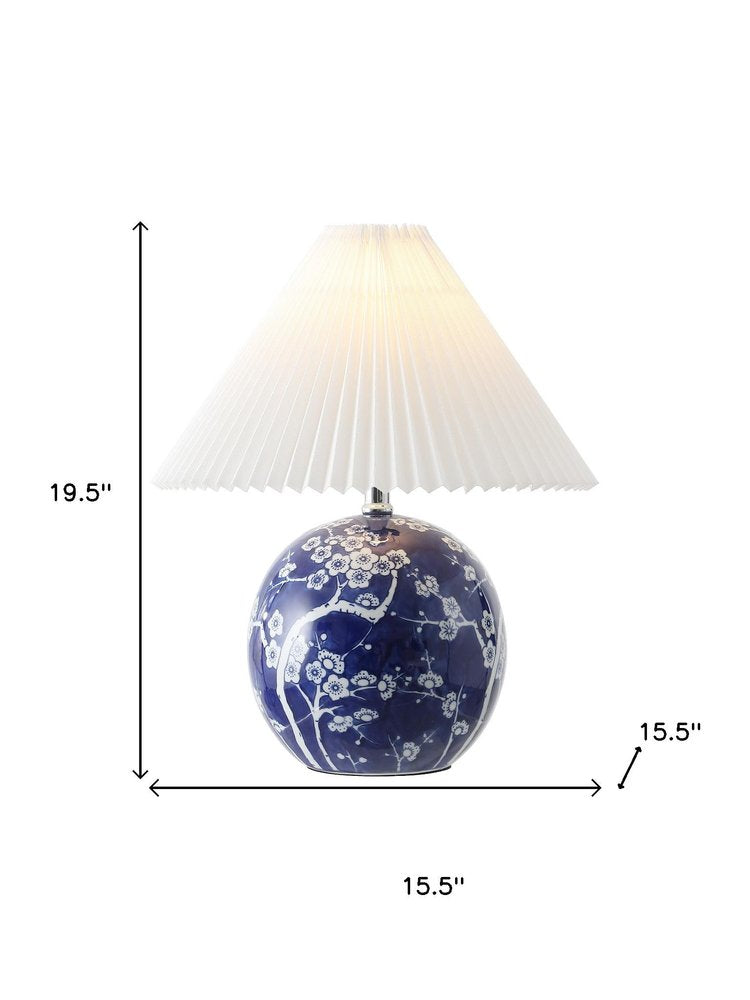 20" Blue And White Globe Table Lamp With Cone Shade HomeRoots