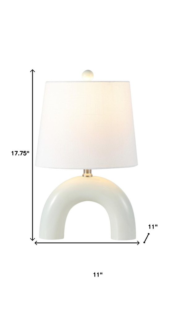 Set of Two 18" White Geometric Arched Lamps With Empire Shades — view 5