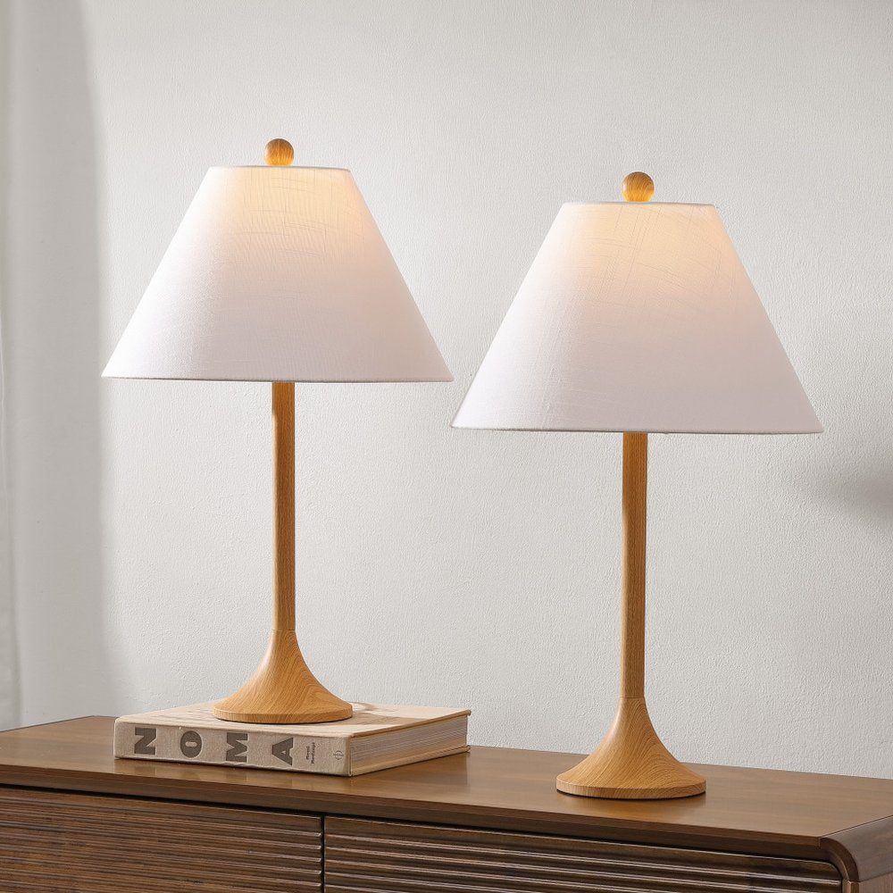 Set of Two 25" Brown Table Lamps With Empire Shades — view 1