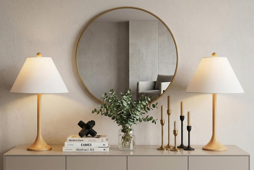 Set of Two 25" Brown Table Lamps With Empire Shades — view 7