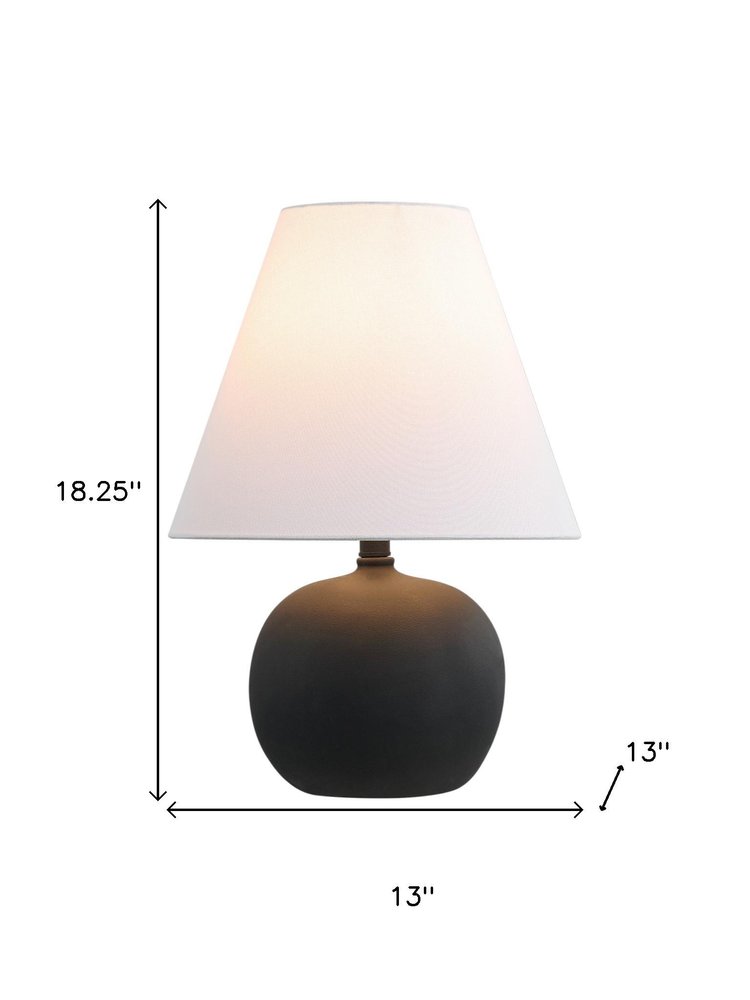 Set of Two 18" Black Round Bedside Lamps With Cone Shades — view 4