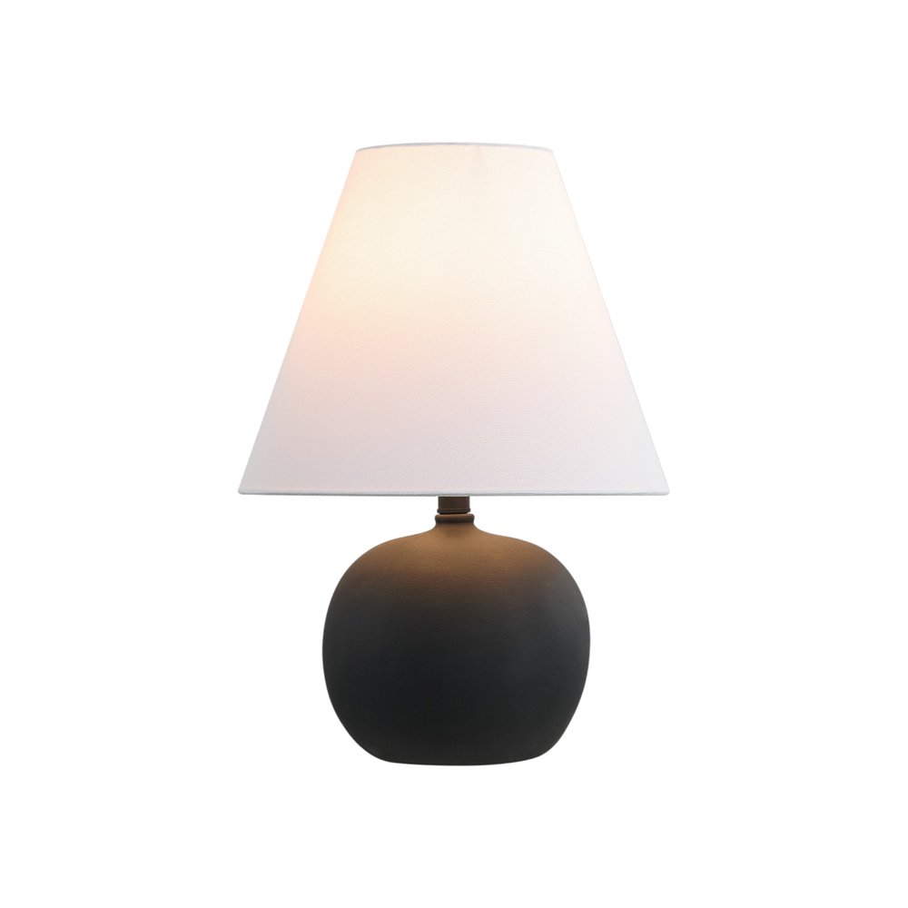 Set of Two 18" Black Round Bedside Lamps With Cone Shades — view 3
