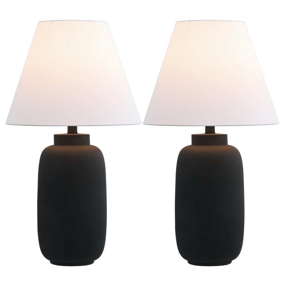 Set of Two 25" Black Urn Table Lamps With Cone Shades — view 2