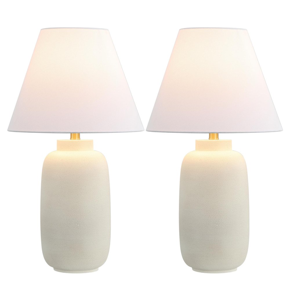 Set of Two 25" Cream Table Lamps With Cone Shades — view 1