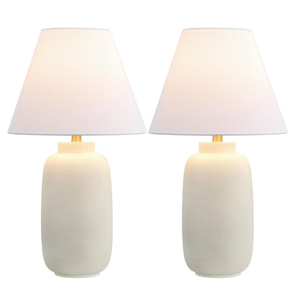 Set of Two 25" Cream Table Lamps With Cone Shades