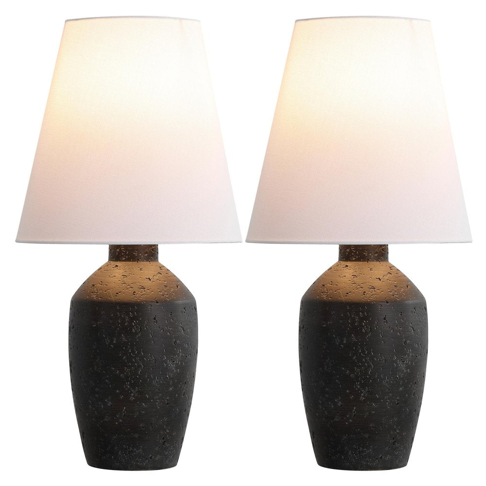 Set of Two 19" Black Urn Bedside Lamps With Empire Shades — view 2