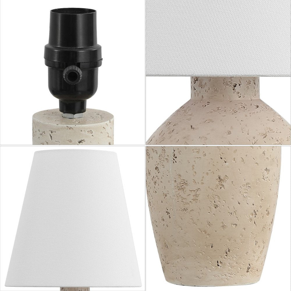 Set of Two 19" Cream Urn Bedside Lamps With Empire Shades — view 3