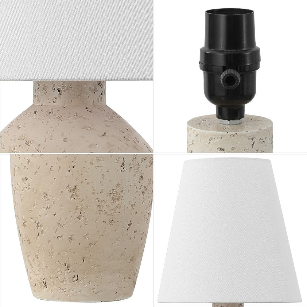 Set of Two 19" Cream Urn Bedside Lamps With Empire Shades — view 1