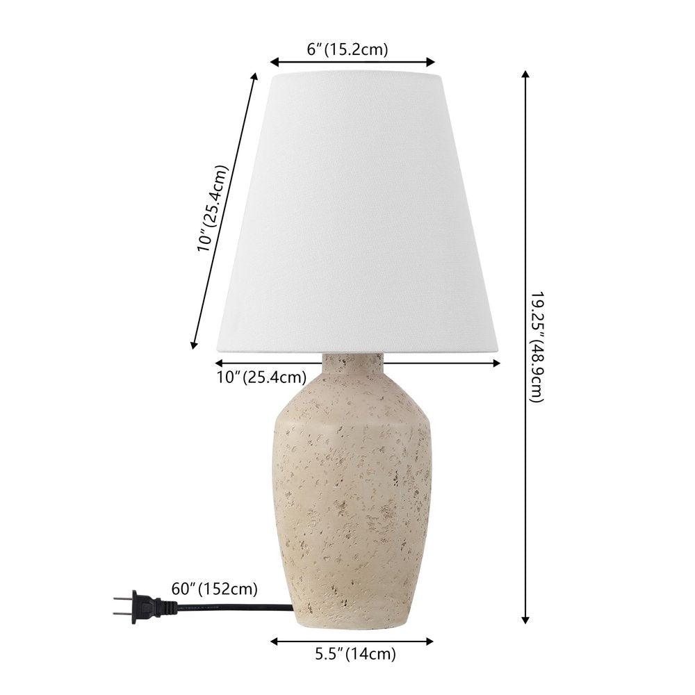 Set of Two 19" Cream Urn Bedside Lamps With Empire Shades — view 2