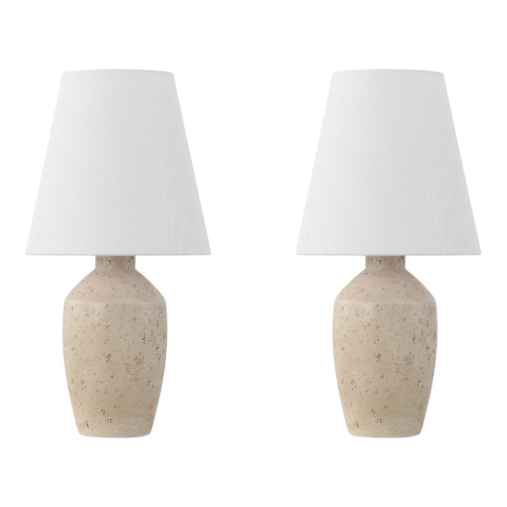 Set of Two 19" Cream Urn Bedside Lamps With Empire Shades — view 5
