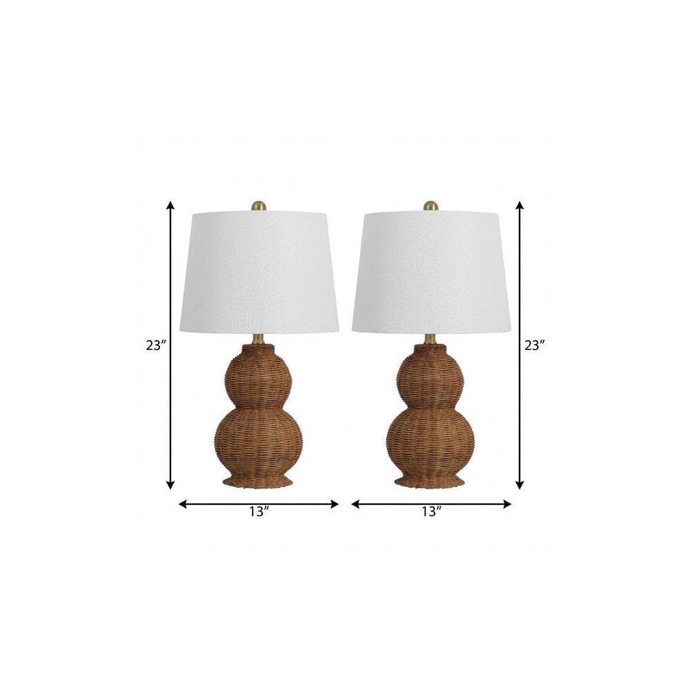 Set of Two 23" Clear Gourd Table Lamps With Empire Shades — view 6