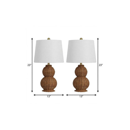 Set of Two 23" Clear Gourd Table Lamps With Empire Shades