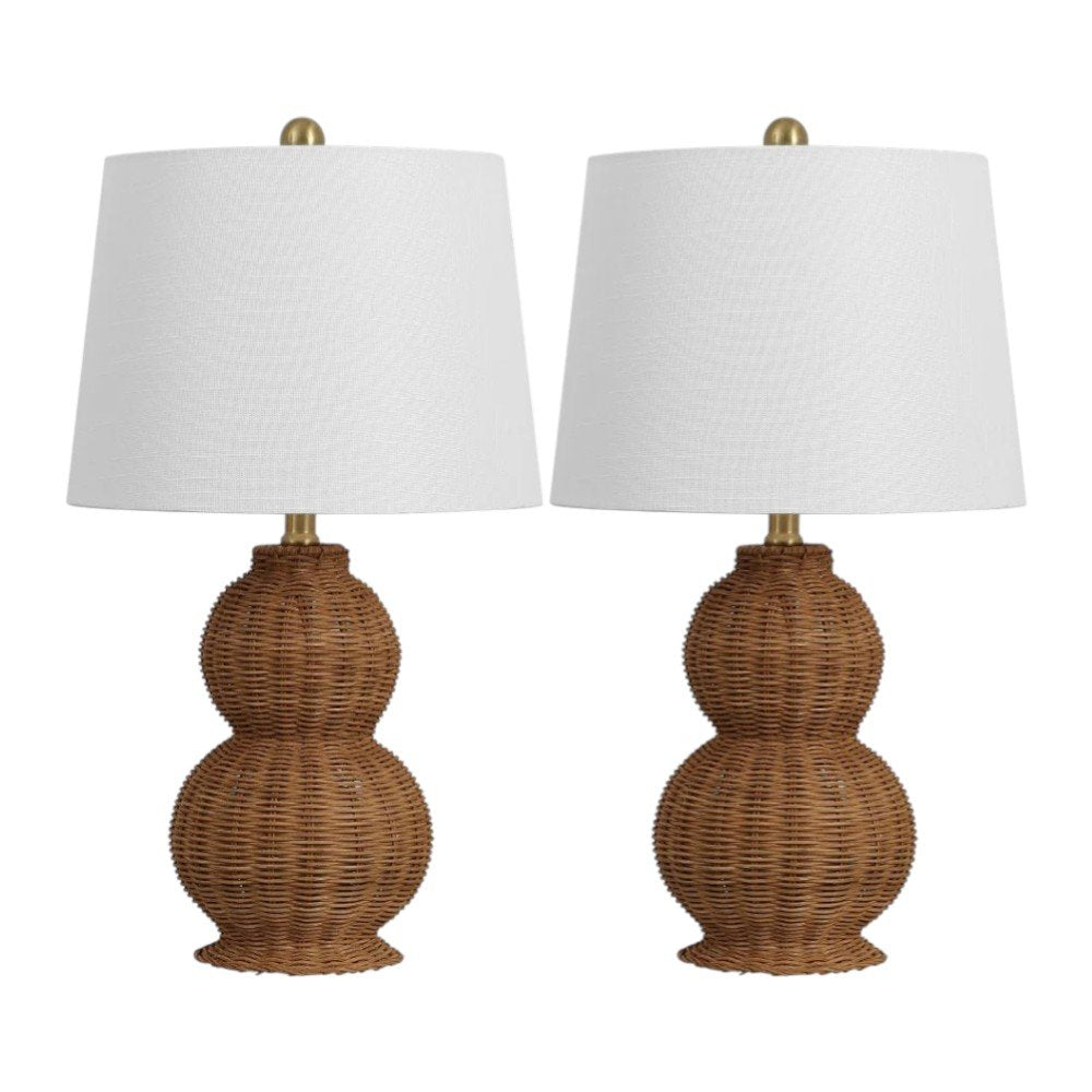 Set of Two 23" Clear Gourd Table Lamps With Empire Shades — view 5