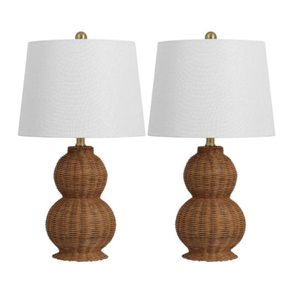 Set of Two 23" Clear Gourd Table Lamps With Empire Shades
