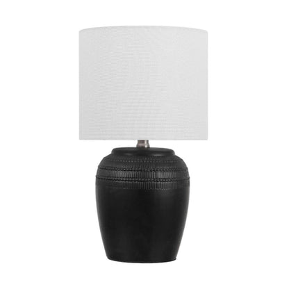 Set of Two 17" Clear Gourd Table Lamps With Drum Shades HomeRoots