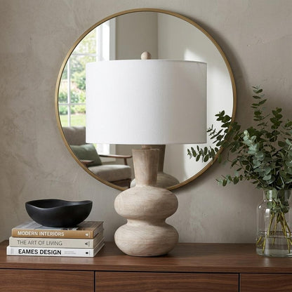 24" Brown Gourd Table Lamp With Drum Shade HomeRoots