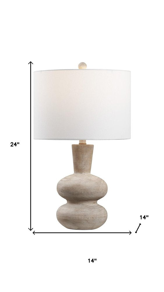 24" Brown Gourd Table Lamp With Drum Shade HomeRoots