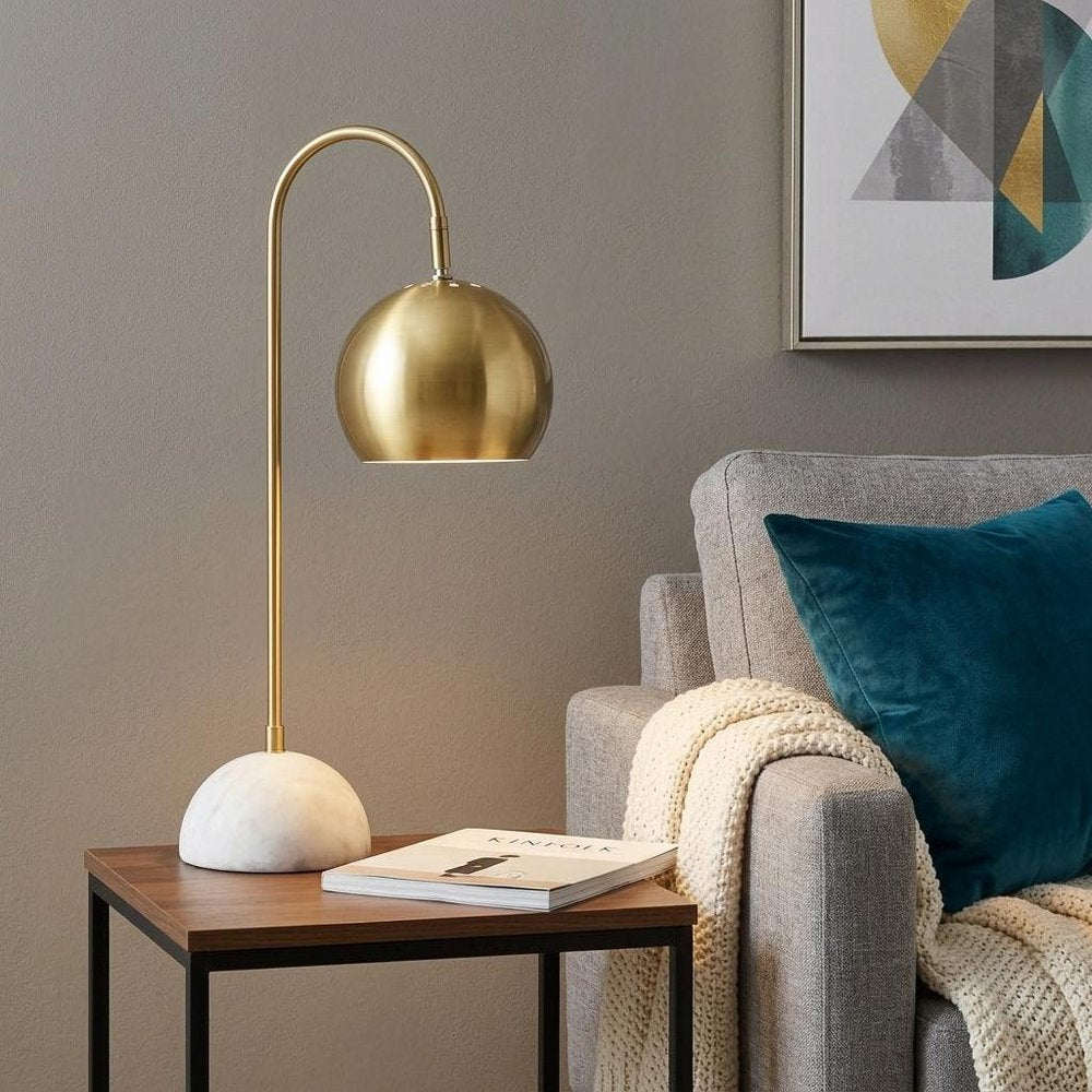 24" White Novelty Table Lamp With Globe Shade HomeRoots