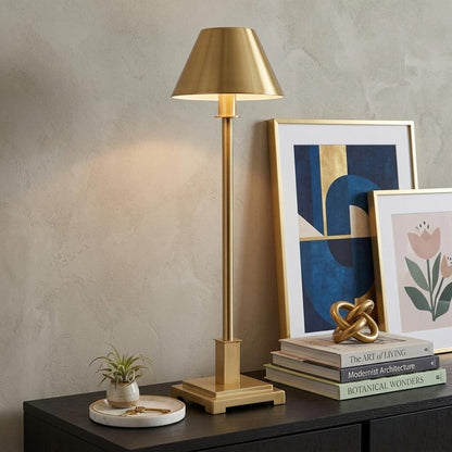 26" Gold Novelty Table Lamp With Drum Shade HomeRoots