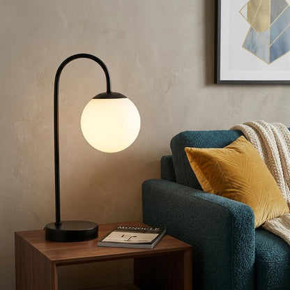18" Black Globe Arched Lamp With Globe HomeRoots