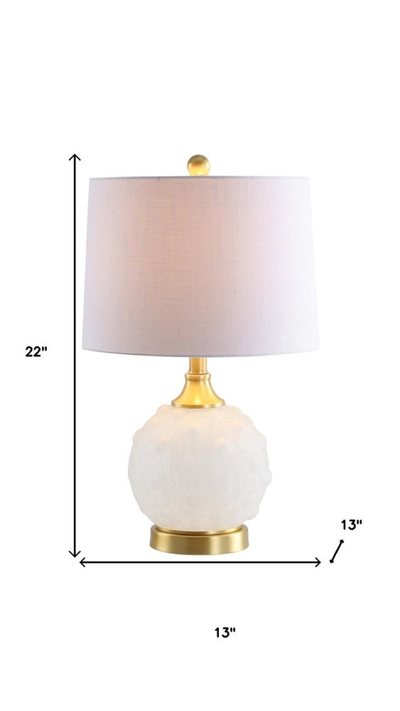 22" White And Gold Globe Table Lamp With Drum Shade HomeRoots
