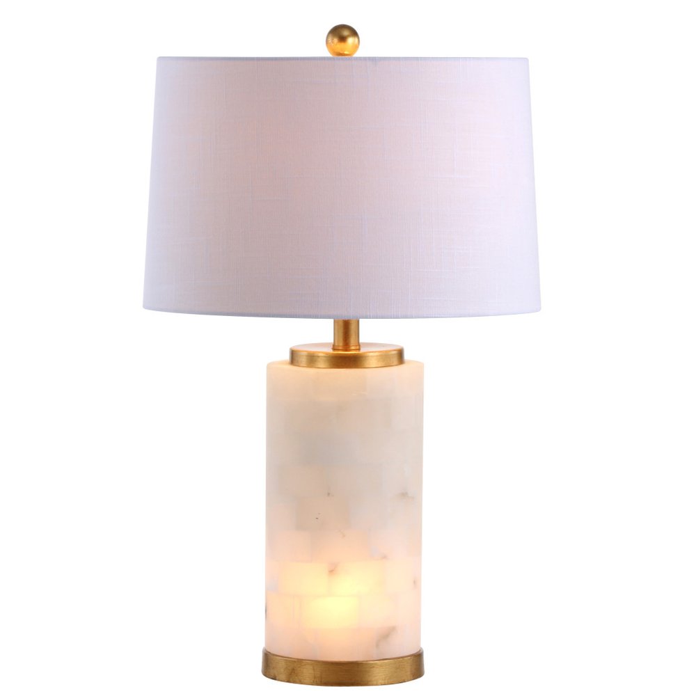 26" White And Gold Table Lamp With Drum Shade HomeRoots